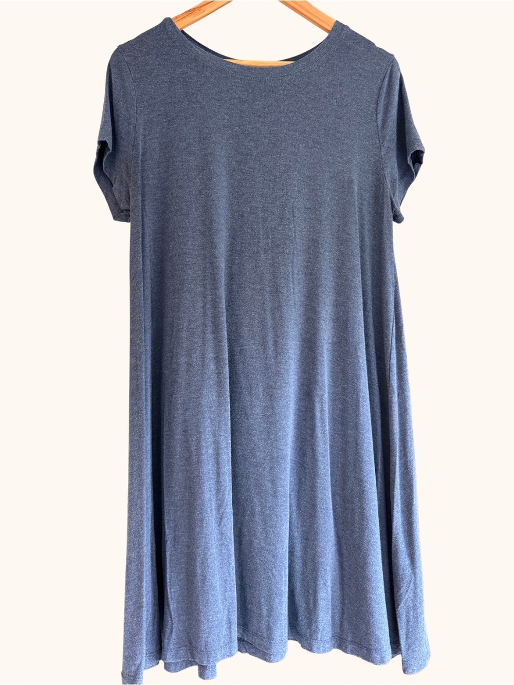 Artisan NY Blue Heathered Knit Short Sleeve Swing T-Shirt Dress XL